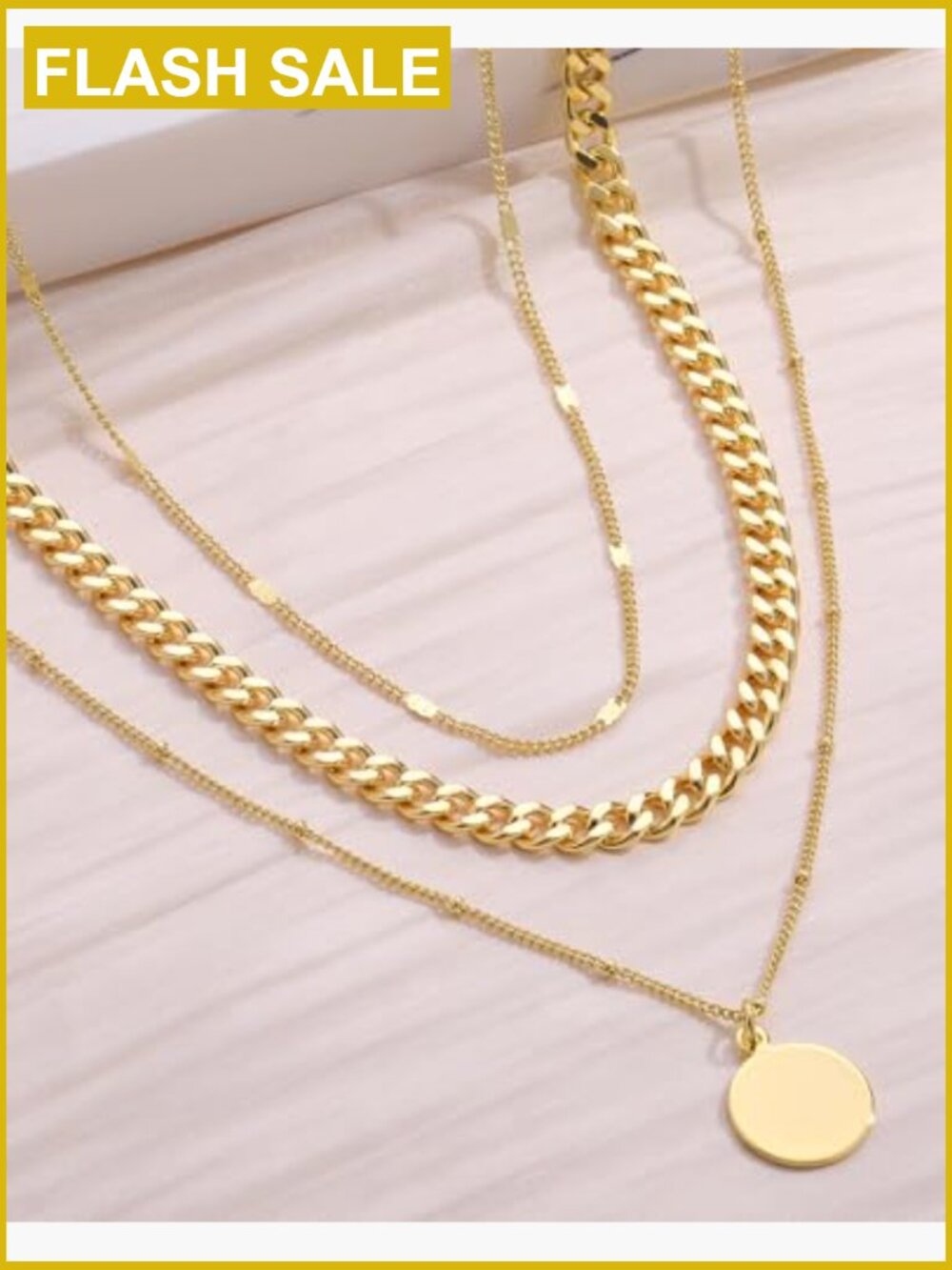 Layered Dainty Choker Chain Necklace Set 14K Gold Plated Trendy Jewelry Gift - Picture 6 of 7